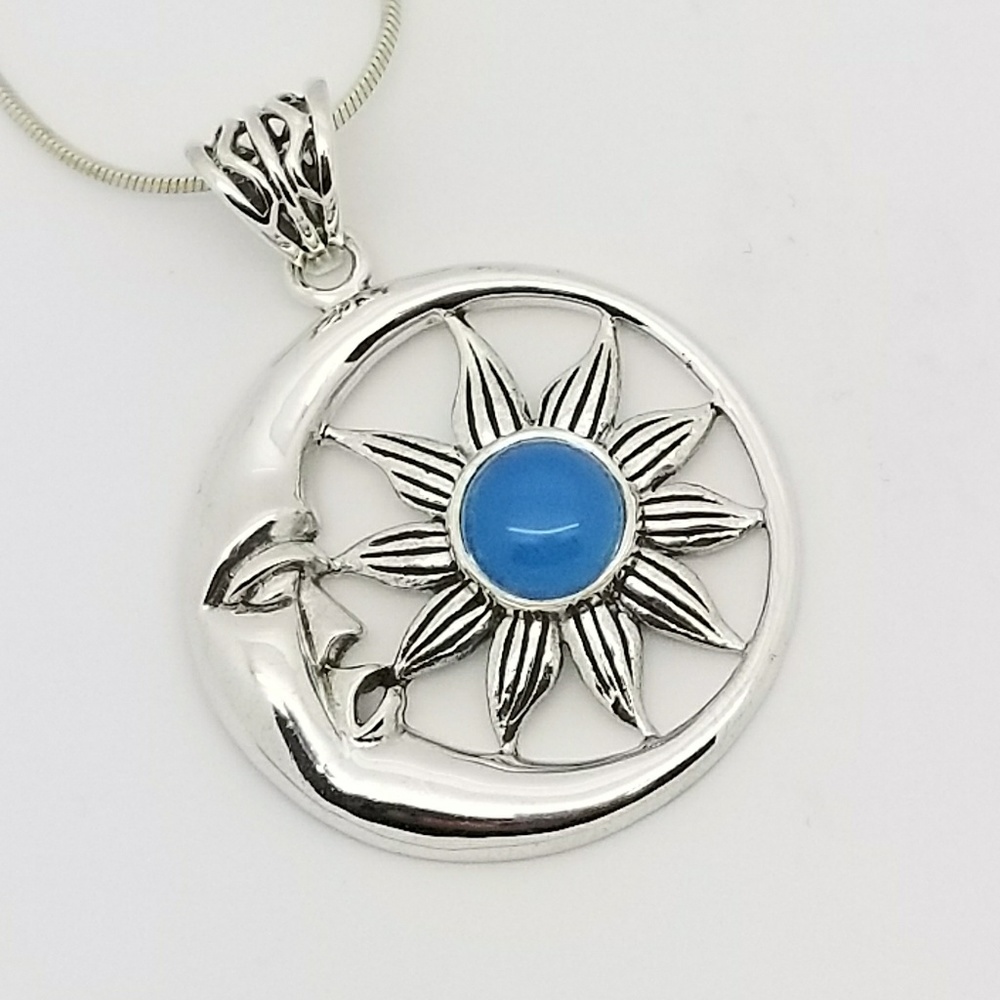 Sun and Moon Chalcedony Pendant